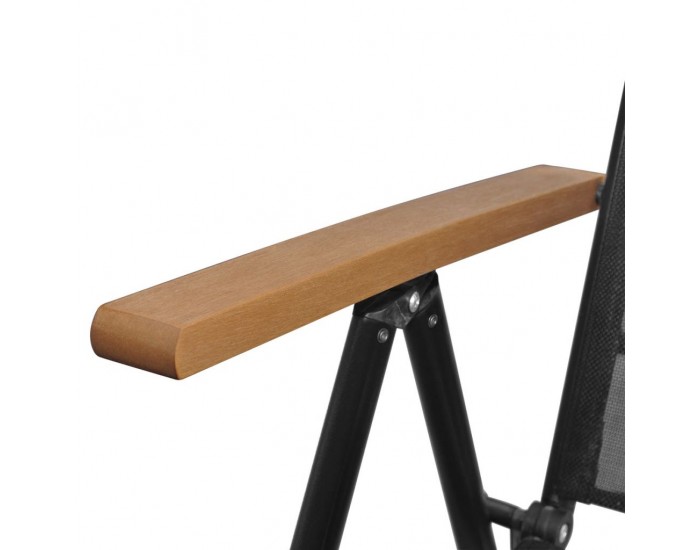 Sonata Сгъваеми градински столове, 4 бр, алуминий и Textilene, черни -