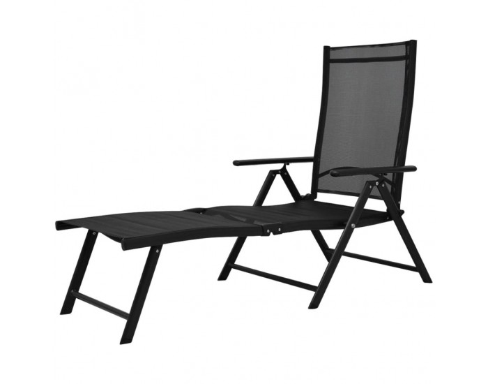 Sonata Сгъваем шезлонг, алуминий, черен -