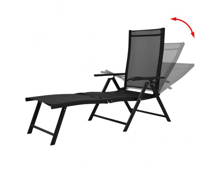 Sonata Сгъваем шезлонг, алуминий, черен -