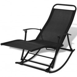 Sonata Градински люлеещ се стол, стомана и textilene, черен - Sonata H