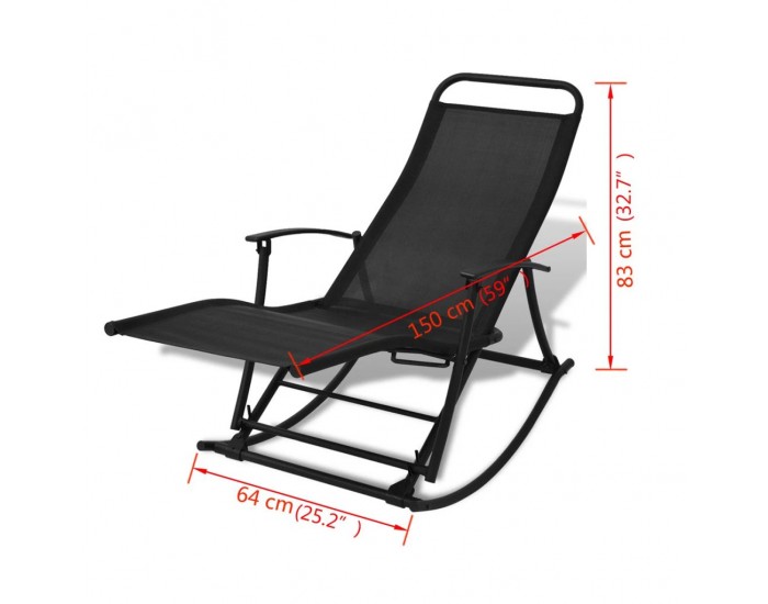 Sonata Градински люлеещ се стол, стомана и textilene, черен -