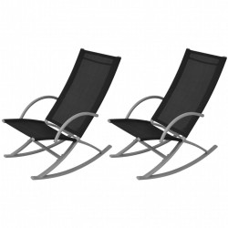 Sonata Градински люлеещи се столове, стомана и textilene, черни - Sonata H