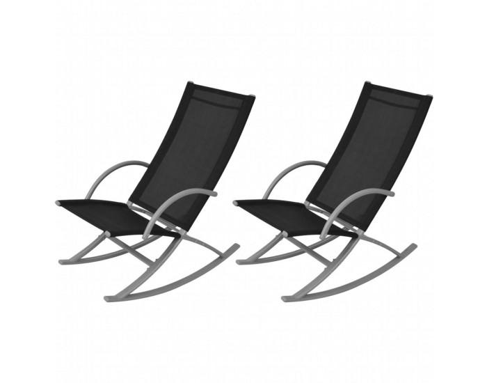 Sonata Градински люлеещи се столове, стомана и textilene, черни -