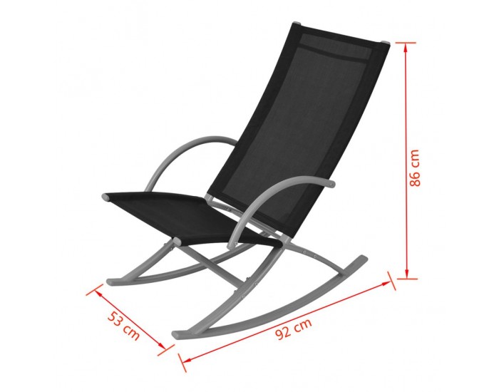 Sonata Градински люлеещи се столове, стомана и textilene, черни -