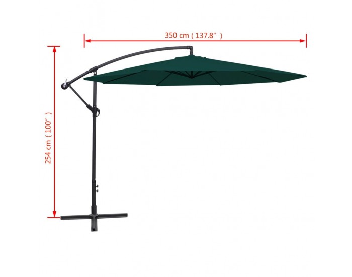 Sonata Свободновисящ чадър за слънце, 3.5 м, зелен -