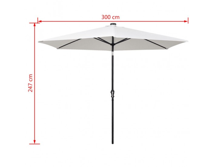 Sonata LED чадър за слънце, свободностоящ, 3 м, пясъчно бял -