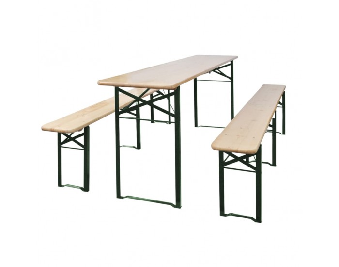 Sonata Сгъваема маса за бира с 2 пейки, 220 см, чам -