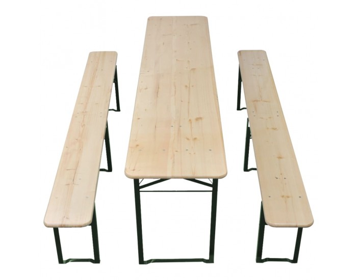 Sonata Сгъваема маса за бира с 2 пейки, 220 см, чам -