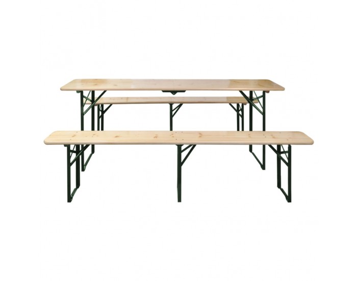 Sonata Сгъваема маса за бира с 2 пейки, 220 см, чам -