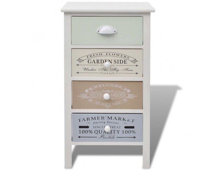 Sonata Шкаф за съхранение във френски стил, 4 чекмеджета, дърво -