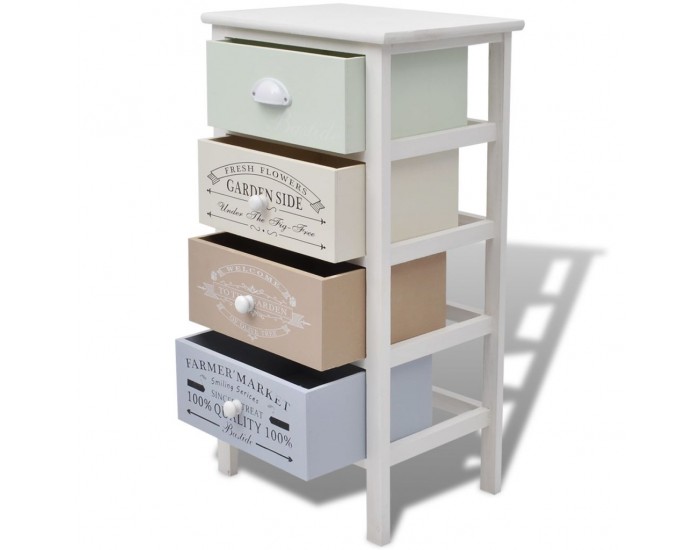 Sonata Шкаф за съхранение във френски стил, 4 чекмеджета, дърво -