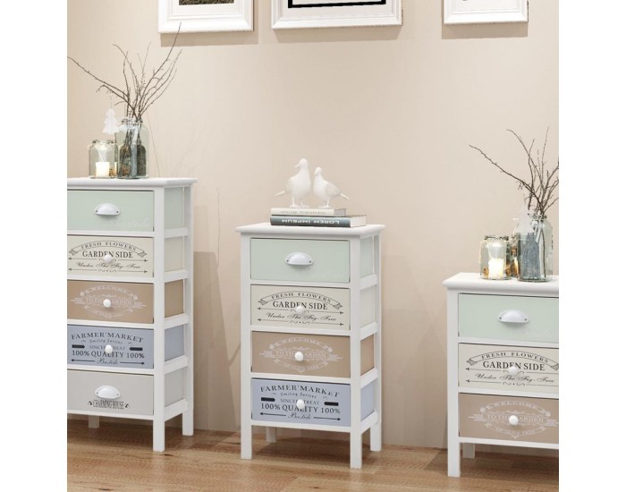 Sonata Шкаф за съхранение във френски стил, 4 чекмеджета, дърво -