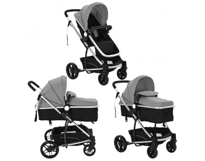 Sonata Детска/бебешка количка 2-в-1, алуминий, сиво и черно -
