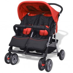 Sonata Бебешка количка за близнаци, стомана, червено и черно - Бебешки колички