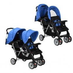 Sonata Бебешка количка - двойна, синьо и черно - Бебешки колички