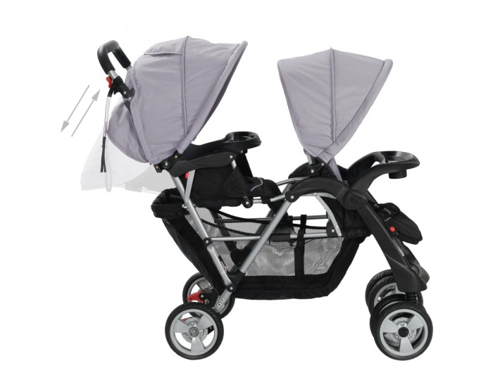 Sonata Бебешка количка - двойна, стоманено сиво и черно -