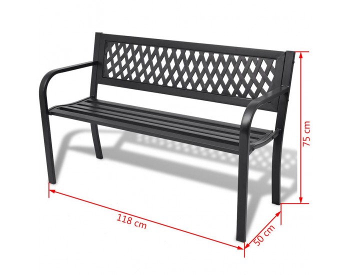 Sonata Градинска пейка, 118 см, стомана, черна -