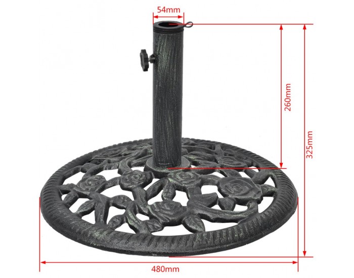 Sonata Поставка за чадър, 12 кг, 48 см, чугун -