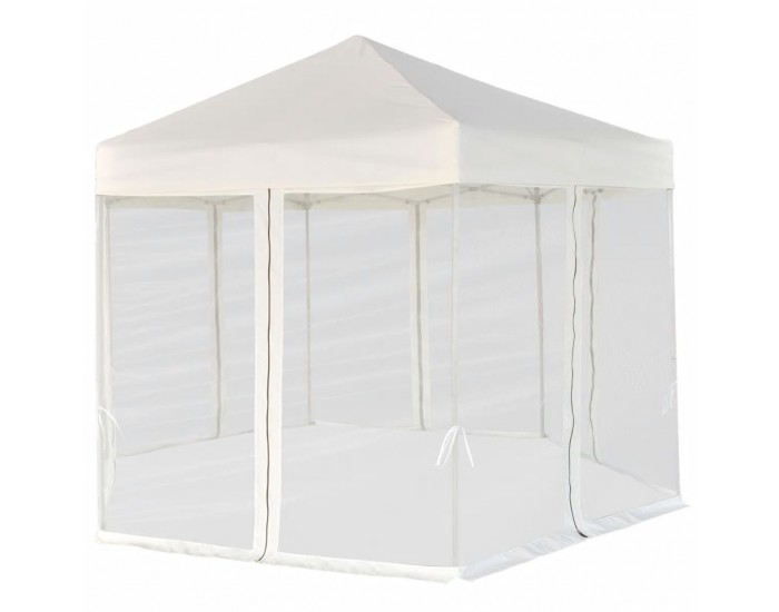 Sonata Шестоъгълна шатра с 6 странични стени, кремаво бяла, 3.6x3.1 м -