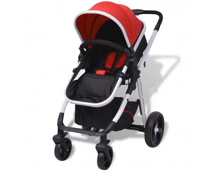 Sonata Бебешка количка, 3-в-1, алуминиева, червено и черно -