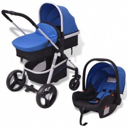 Sonata Бебешка количка, алуминиева, 3-в-1, синьо и черно - Бебешки колички