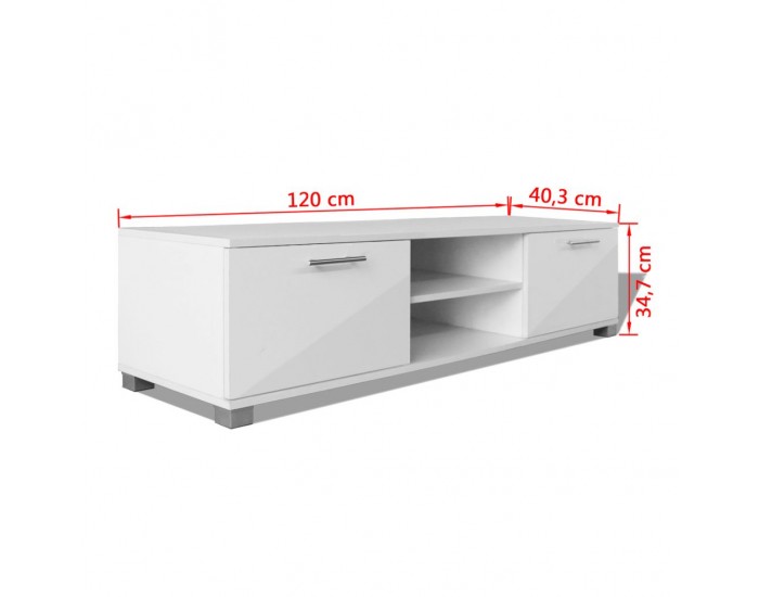Sonata ТВ шкаф с гланцово покритие, бял, 120x40.3x34.7 cм -