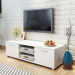 Sonata ТВ шкаф с гланцово покритие, бял, 120x40.3x34.7 cм - ТВ шкафове