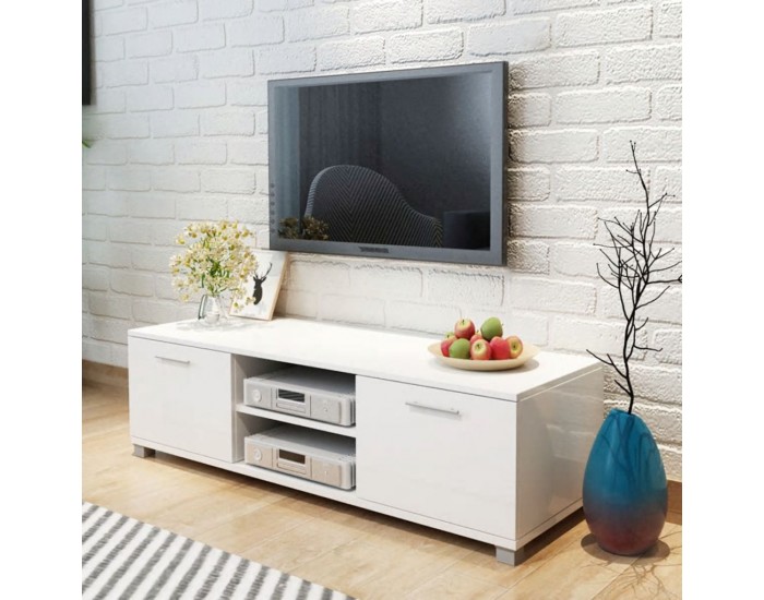 Sonata ТВ шкаф с гланцово покритие, бял, 120x40.3x34.7 cм - Sonata ТВ шкаф с гланцово покритие, бял, 120x40.3x34.7 cм -
