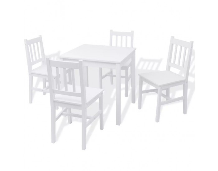 Sonata Трапезен комплект, пет части, борово дърво, бял -