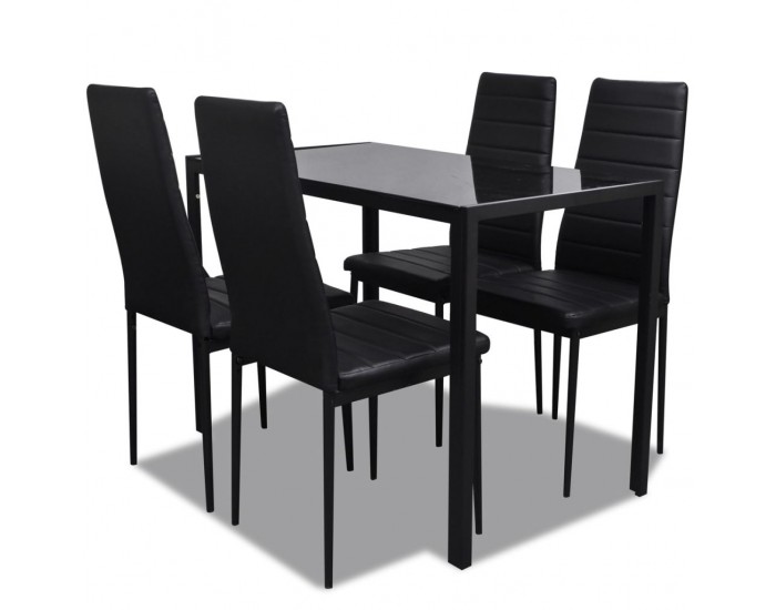 Sonata Трапезен комплект, 5 части, маса и 4 стола, черен -