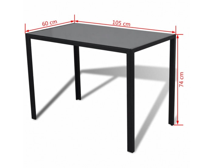 Sonata Трапезен комплект, 5 части, маса и 4 стола, черен -