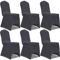 Sonata Покривни калъфи за столове, еластични, 6 бр, антрацитно черно - Калъфи за мебели