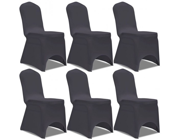 Sonata Покривни калъфи за столове, еластични, 6 бр, антрацитно черно -