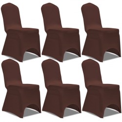 Sonata Покривни калъфи за столове, еластични, 6 бр, кафяво - Калъфи за мебели