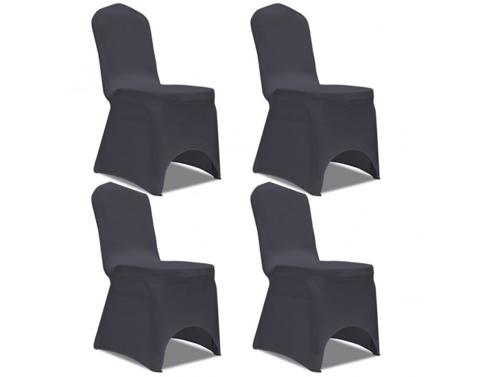 Sonata Покривни калъфи за столове, еластични, 4 бр, антрацитно черно -
