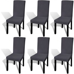 Sonata Покривни калъфи за столове, еластични, 6 бр, антрацит - Калъфи за мебели