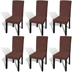 Sonata Покривни калъфи за столове, еластични, 6 бр, кафяви - Калъфи за мебели