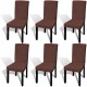 Sonata Покривни калъфи за столове, еластични, 6 бр, кафяви -