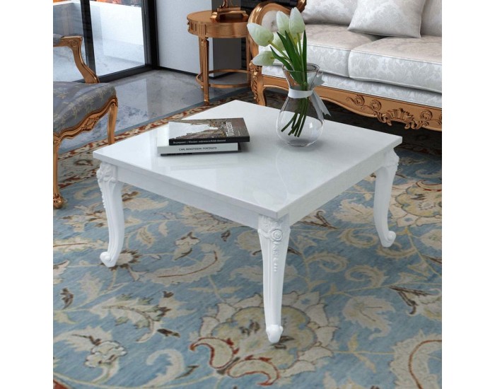 Sonata H Маса за кафе, 80x80x42 cм, силен гланц, бяла