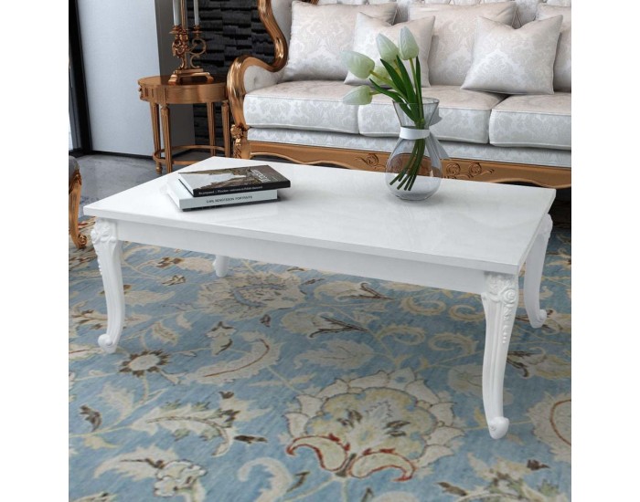 Sonata H Маса за кафе, 115x65x42 cм, силен гланц, бяла