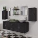 Sonata комплект мебели от 11 части и мивка за баня, черен цвят -