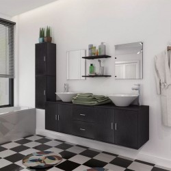 Sonata комплект мебели от 11 части и мивка за баня, черен цвят - Комплекти