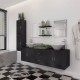 Sonata комплект мебели от 11 части и мивка за баня, черен цвят -