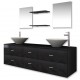 Sonata комплект мебели за баня от 9 части с мивки и смесители, черни -