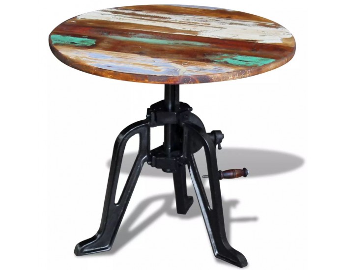 Sonata H Странична маса, регенерирано дърво масив и чугун, 60x(42-63) cм