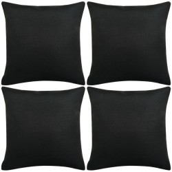 Sonata Калъфки за възглавници, 4 бр, ленен вид, черни, 50x50 см - Декоративни Възглавници