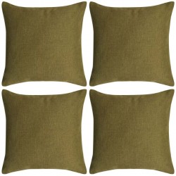 Sonata Калъфки за възглавници, 4 бр, ленен вид, зелени, 50x50 см - Декоративни Възглавници