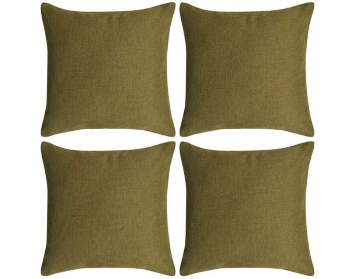 Sonata Калъфки за възглавници, 4 бр, ленен вид, зелени, 50x50 см -