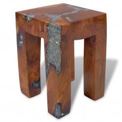 Sonata Табуретка от тиково дърво и смола, 30x30x40 см - Мека мебел