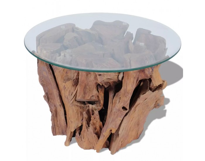 Sonata H Маса за кафе, тиково дърво плавей масив, 60 см